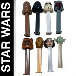 Vintage Star Wars PEZ Dispensers 1990 Vader Boba Fett Chewbacca & More Lot of 8